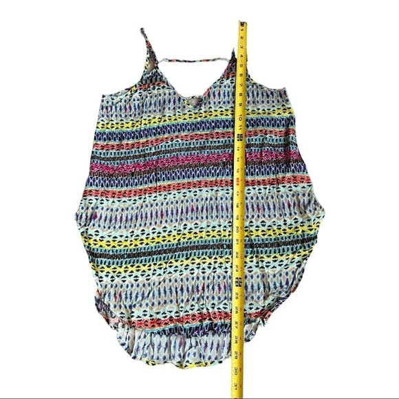 Lush Tunic Tank Taupe‎ Top Multicolor Print Size S Spaghetti Strap - Picture 3 of 8